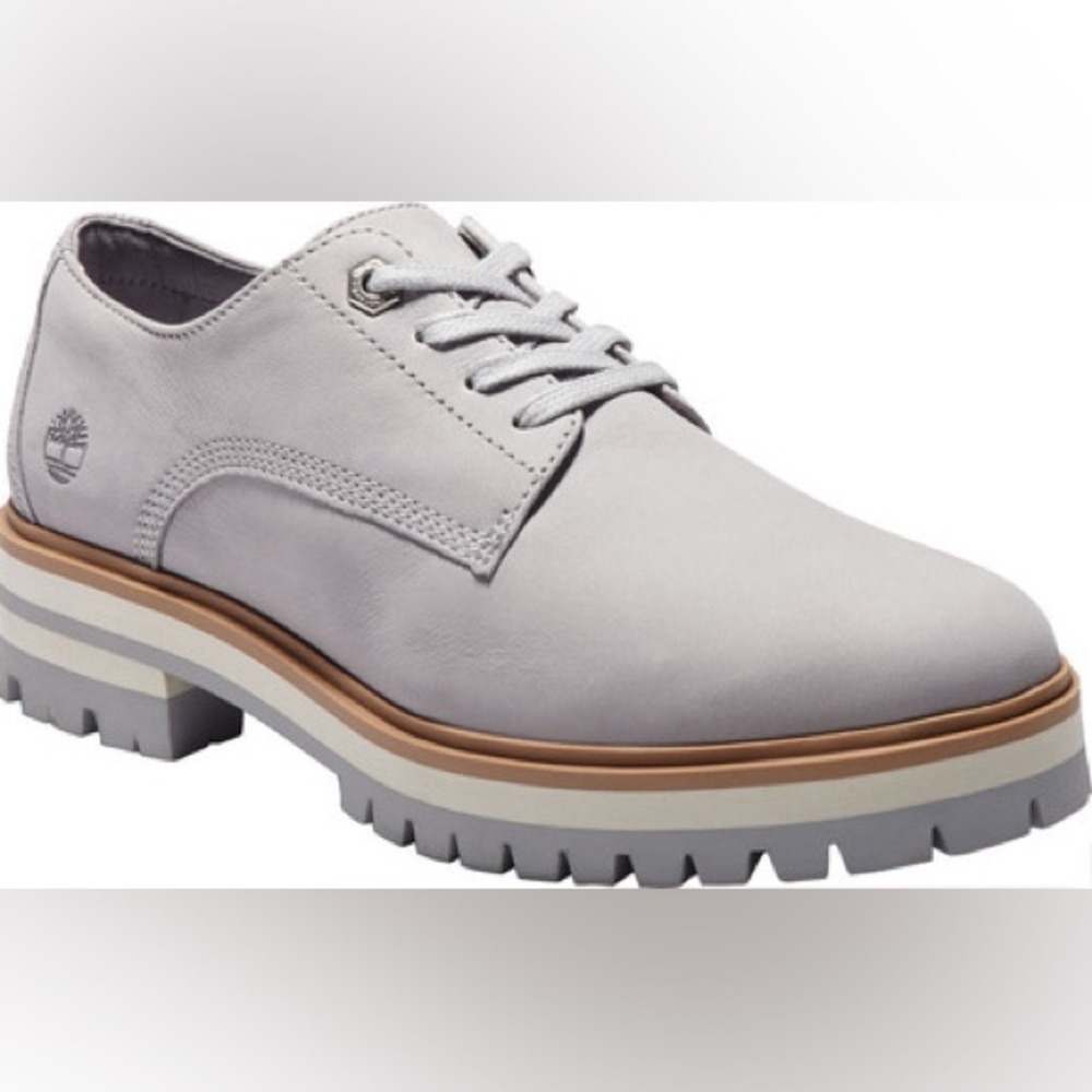 Timberland Ladies London Square Oxford Nubuck Leather ReBOTL Shoes Gray SZ 8 EUC